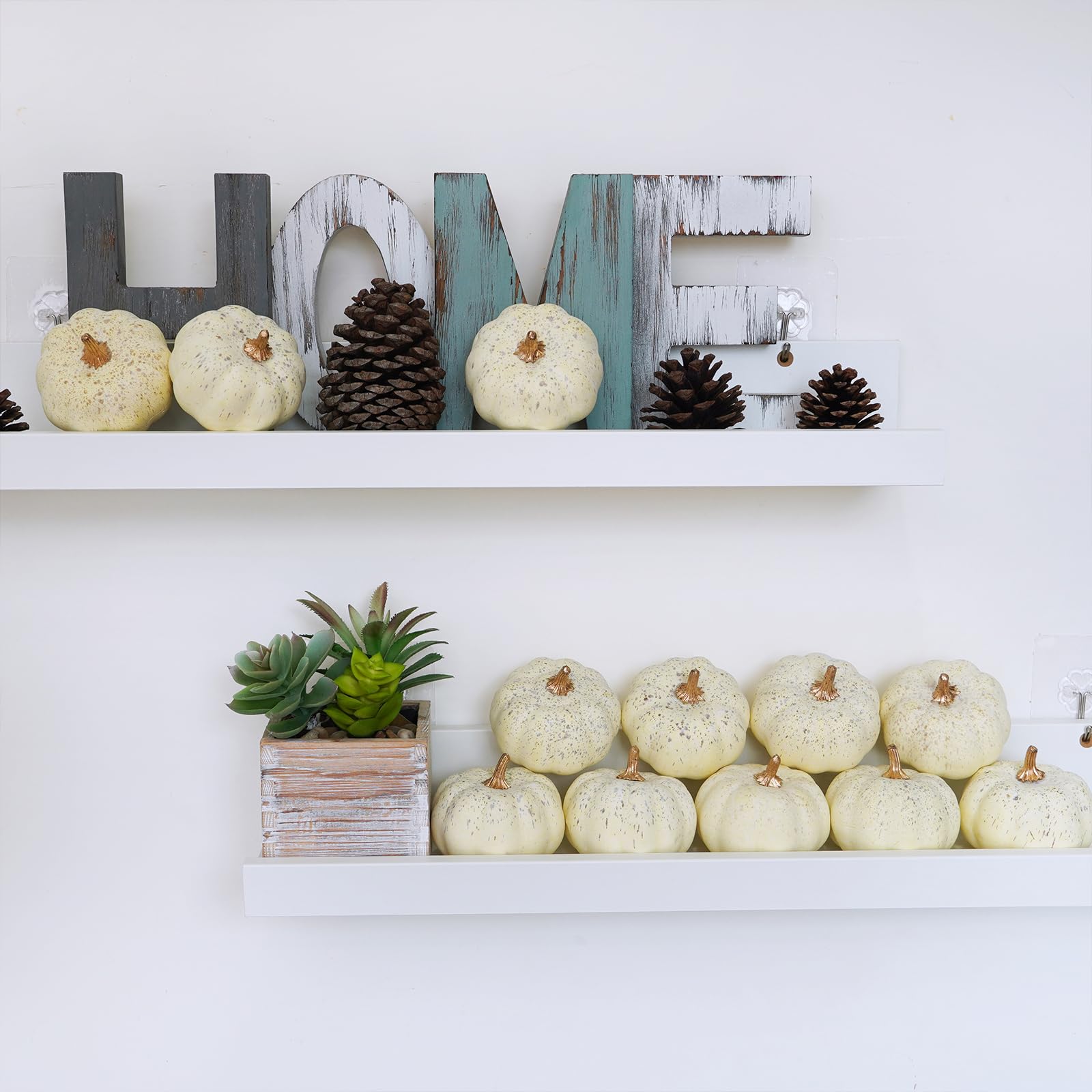 Winlyn 12 Pcs Small Artificial Cream Pumpkins Decorative Pumpkins Foam Pumpkins for Fall Harvest Wedding Baby Shower Thanksgivin